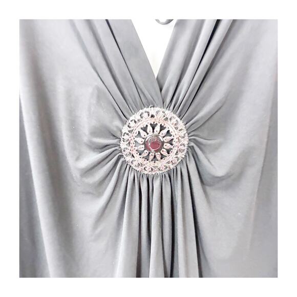 Maurices Y2K Draped Medallion Front Top Size 2 Women Black Stretch - Picture 5 of 10